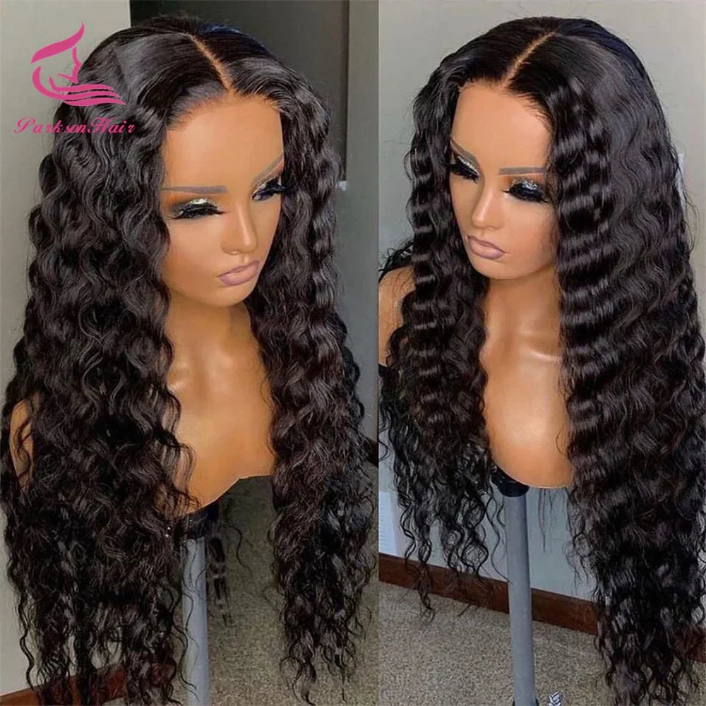 13x4 HD Full Lace Front Curly Wigs Deep Wave Human Hair Wig Brazilian Swiss HD Full Frontal Wig For Women Pre Plucked Curly Wig